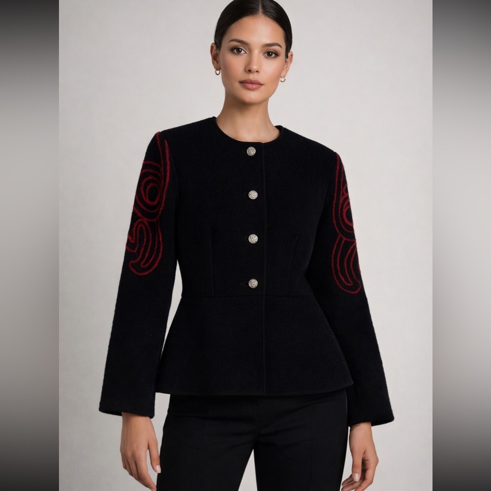 Laurie Jacobi | 🧥 wool blazer embroidered jacket size L vintage Y2K old money